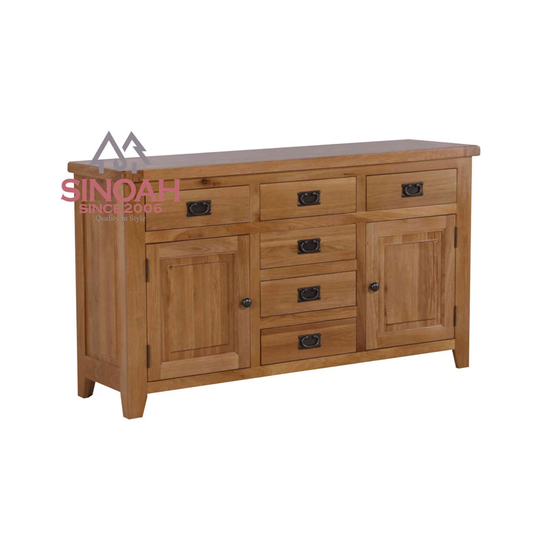 Credenza a 2 ante e 6 cassetti in rovere rustico